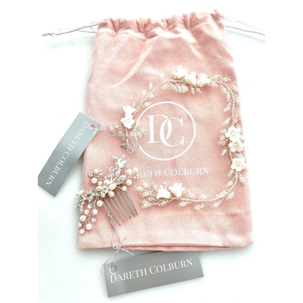 Dareth Colburn Bridal Hair Vine and Comb - Pearl and Crystal - NWT in Dust Bag